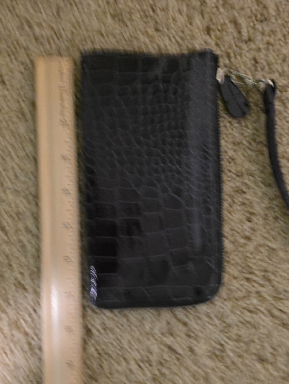Purple Patent Croc-Embossed Wristlet Wallet